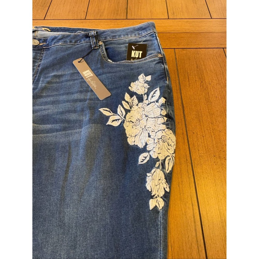 Kut From The Kloth Janet Ankle Skinny Embroidered Jeans 24W NWT - Picture 2 of 14